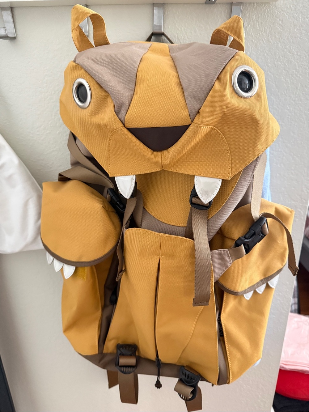Like New Yellow Tiger Backpack with Playful Teeth